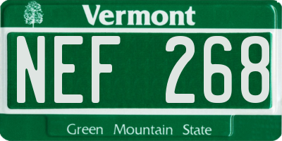 VT license plate NEF268