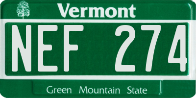 VT license plate NEF274