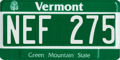 VT license plate NEF275