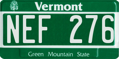 VT license plate NEF276