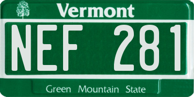 VT license plate NEF281