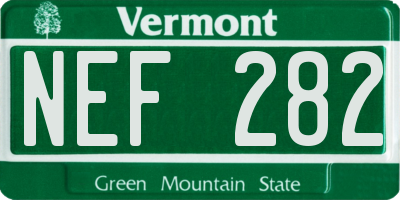VT license plate NEF282