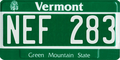 VT license plate NEF283