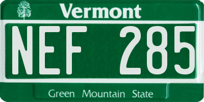 VT license plate NEF285