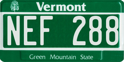 VT license plate NEF288