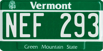 VT license plate NEF293