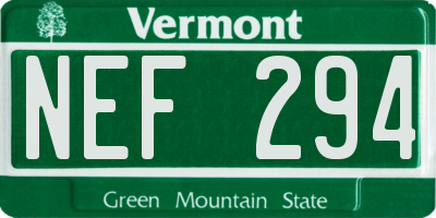 VT license plate NEF294