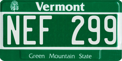 VT license plate NEF299