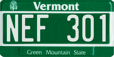 VT license plate NEF301