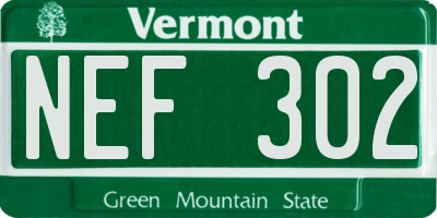 VT license plate NEF302