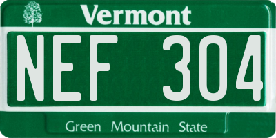 VT license plate NEF304