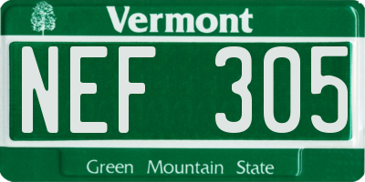 VT license plate NEF305