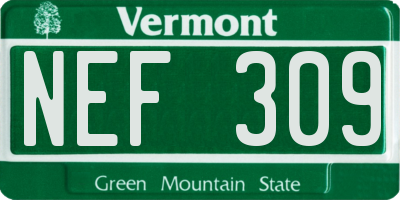 VT license plate NEF309