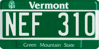 VT license plate NEF310
