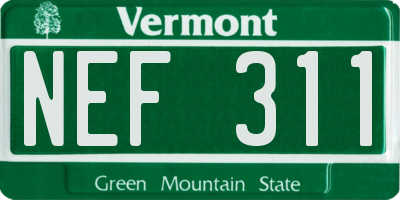 VT license plate NEF311