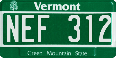 VT license plate NEF312
