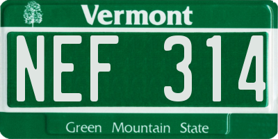 VT license plate NEF314