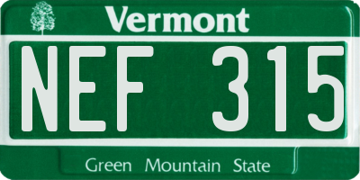 VT license plate NEF315