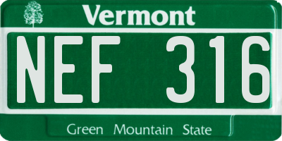 VT license plate NEF316