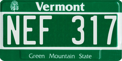 VT license plate NEF317