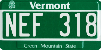 VT license plate NEF318