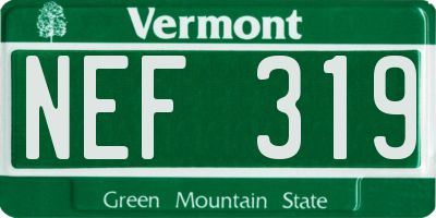 VT license plate NEF319