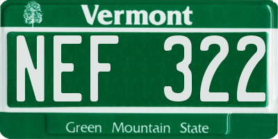 VT license plate NEF322