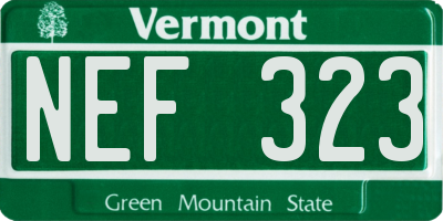 VT license plate NEF323