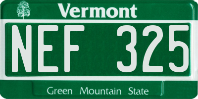 VT license plate NEF325