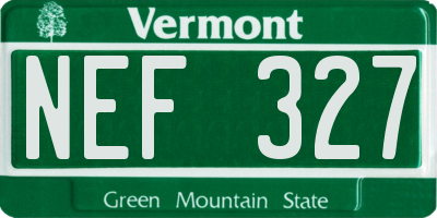 VT license plate NEF327