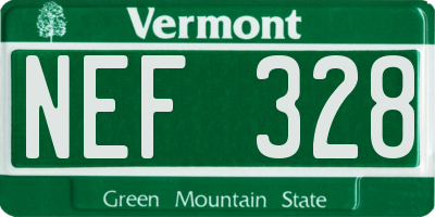 VT license plate NEF328