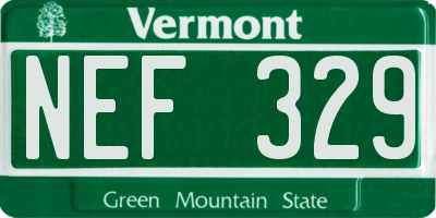 VT license plate NEF329