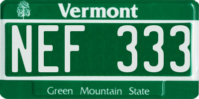 VT license plate NEF333