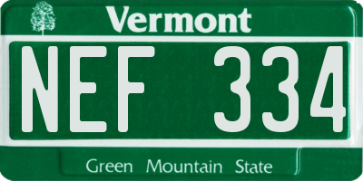 VT license plate NEF334