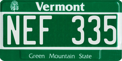 VT license plate NEF335