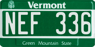 VT license plate NEF336