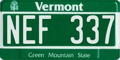 VT license plate NEF337