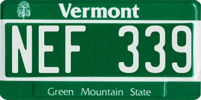 VT license plate NEF339