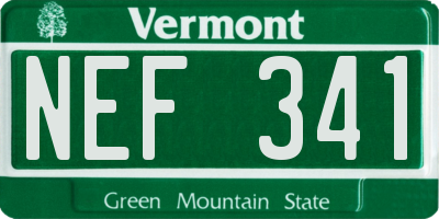 VT license plate NEF341