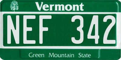 VT license plate NEF342