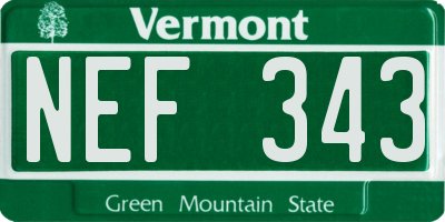 VT license plate NEF343