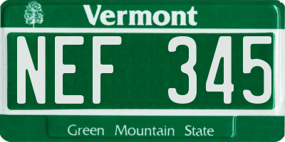 VT license plate NEF345
