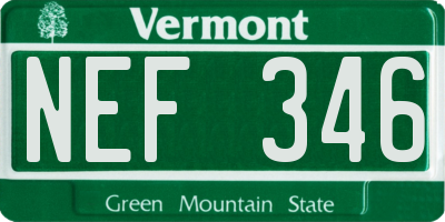 VT license plate NEF346