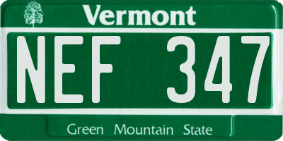 VT license plate NEF347
