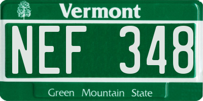 VT license plate NEF348
