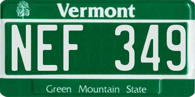 VT license plate NEF349