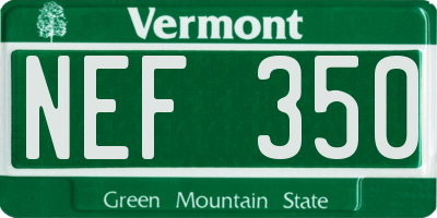 VT license plate NEF350