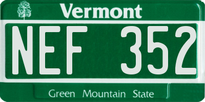 VT license plate NEF352