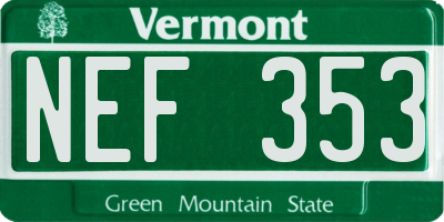 VT license plate NEF353