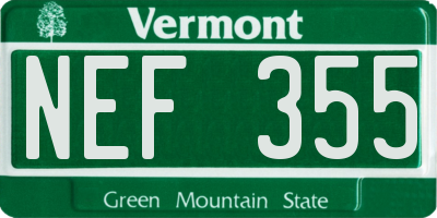 VT license plate NEF355